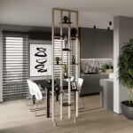 Ξύλινη Διακοσμητική Μονάδα Ραφιών - 250cm x 63.4cm x 7.5cm - Light Oak (MDW-190318) - Image 2